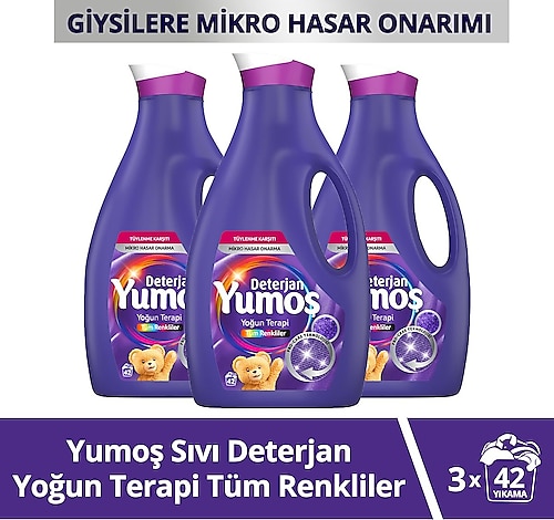 Yumoş Yoğun Terapi Tüm Renkliler için Sıvı Deterjan 2.52 lt 3'lü