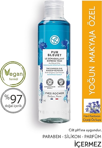 Yves Rocher Pur Bleuet Ekspress 200 ml Suya Dayanıklı Yoğun Makyaja Özel Temizleyici