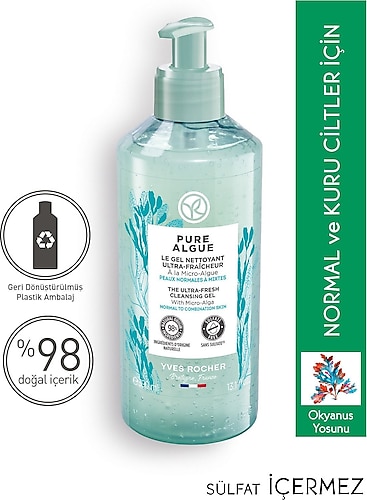 Yves Rocher Pure Algue Nemlendirici ve Ferahlatıcı Yüz Yıkama Jeli 390 ml