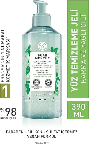 Yves Rocher Pure Menthe Gözenekleri Derinlemesine Arındıran Yüz Yıkama Jeli 390 ml