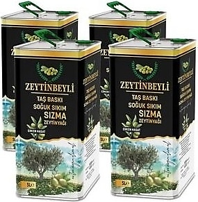 Zeytinbeyli Taş Baskı Soğuk Sıkım Zeytinyağı 5 lt 4'lü