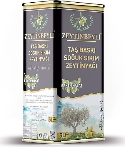 Zeytinbeyli Taş Baskı Soğuk Sıkım Zeytinyağı 5 lt