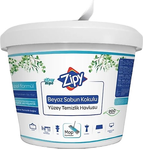 Zipy Beyaz Sabun Kokulu Yüzey Temizlik Havlusu 200 Yaprak