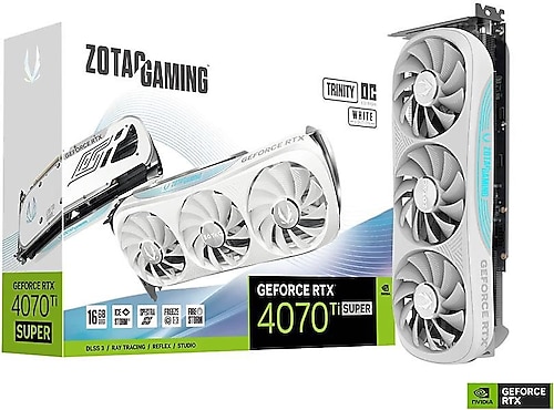 Zotac RTX 4070 TI Super Trinity OC White Edition ZT-D40730Q-10P 256 Bit GDDR6X 16 GB Ekran Kartı
