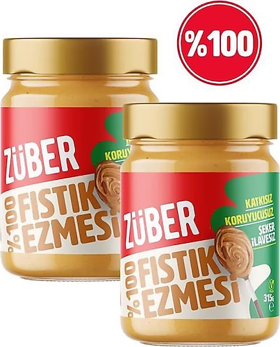 Züber %100 Fıstık Ezmesi 315 gr 2'li