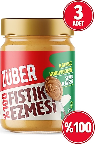 Züber %100 Fıstık Ezmesi 315 gr 3'lü