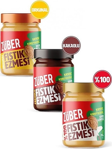 Züber Fıstık Ezmesi Deneme Paketi 315 gr 3'lü