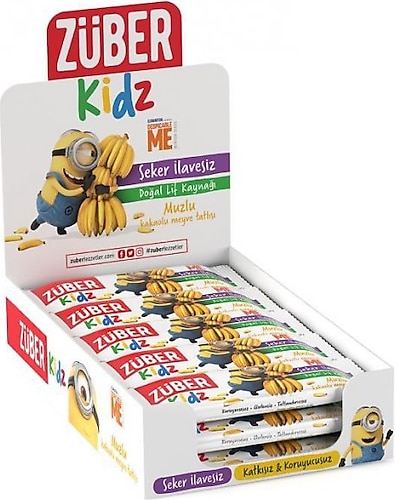 Züber Kidz Glutensiz 30 gr 16'lı Muzlu Kakaolu Meyve Tatlısı