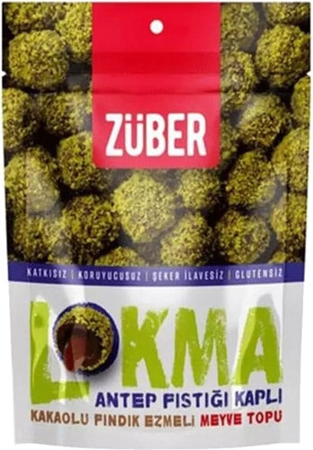 Züber Lokma 96 gr Antep Fıstığı Kaplı Kakaolu Meyve Topu
