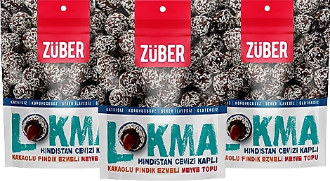 Züber Lokma Hindistan Cevizi Kaplı Kakaolu Fındık Ezmeli Top 3 x 96 g