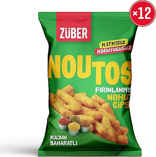 Züber Noutos Kajun Baharatlı Fırınlanmış Nohut Cipsi 55 gr 12'li