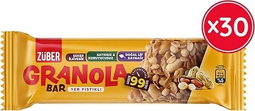Züber Yer Fıstıklı Granola Bar 25g 30'lu Paket