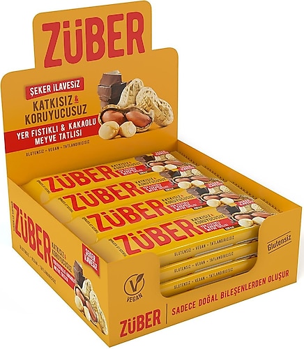 Züber Yer Fıstıklı & Kakaolu Meyveli Bar 12x40 gr